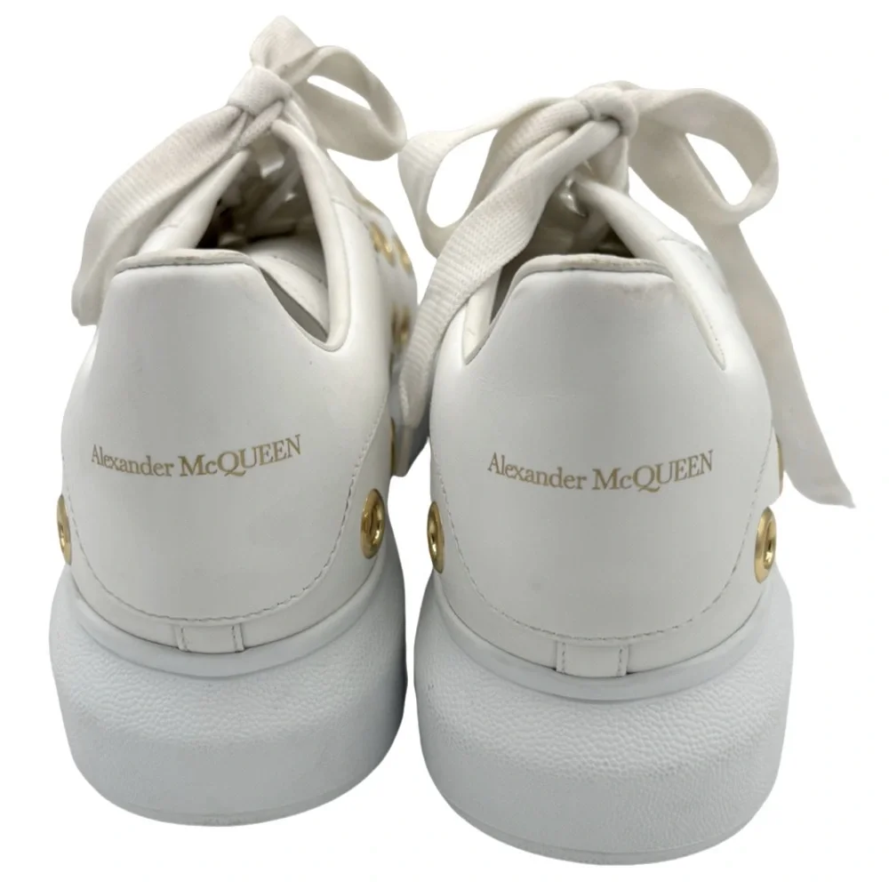 NWOB Alexander McQueen Gold Eyelets White Leather Sneakers - EU 41 (US Sz 11) - Picture 6 of 9